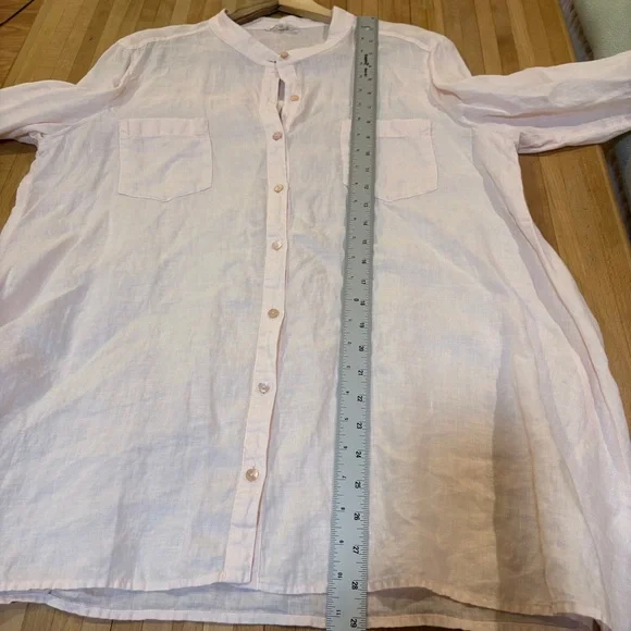Eileen Fisher 100% Organic Linen Pink Button Down Tunic Top - Picture 8 of 8
